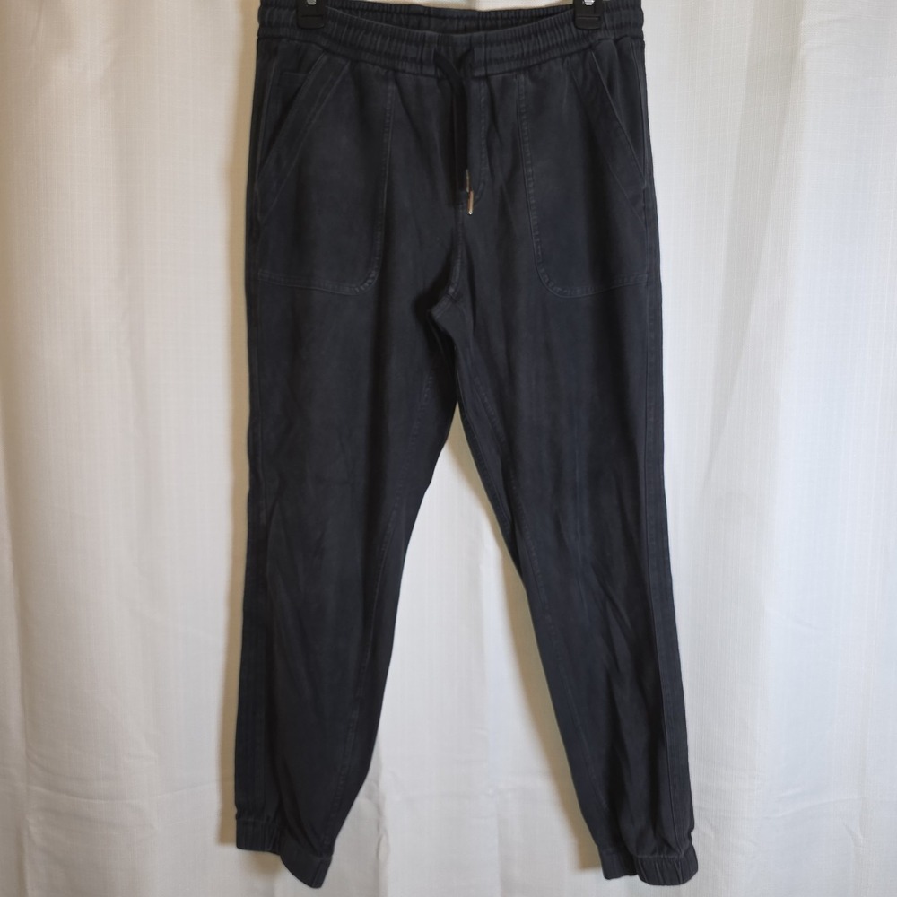 ATHLETA Farallon Jogger Pants Drawstring Waist Atheisure Cotton‎ Black Sz 6